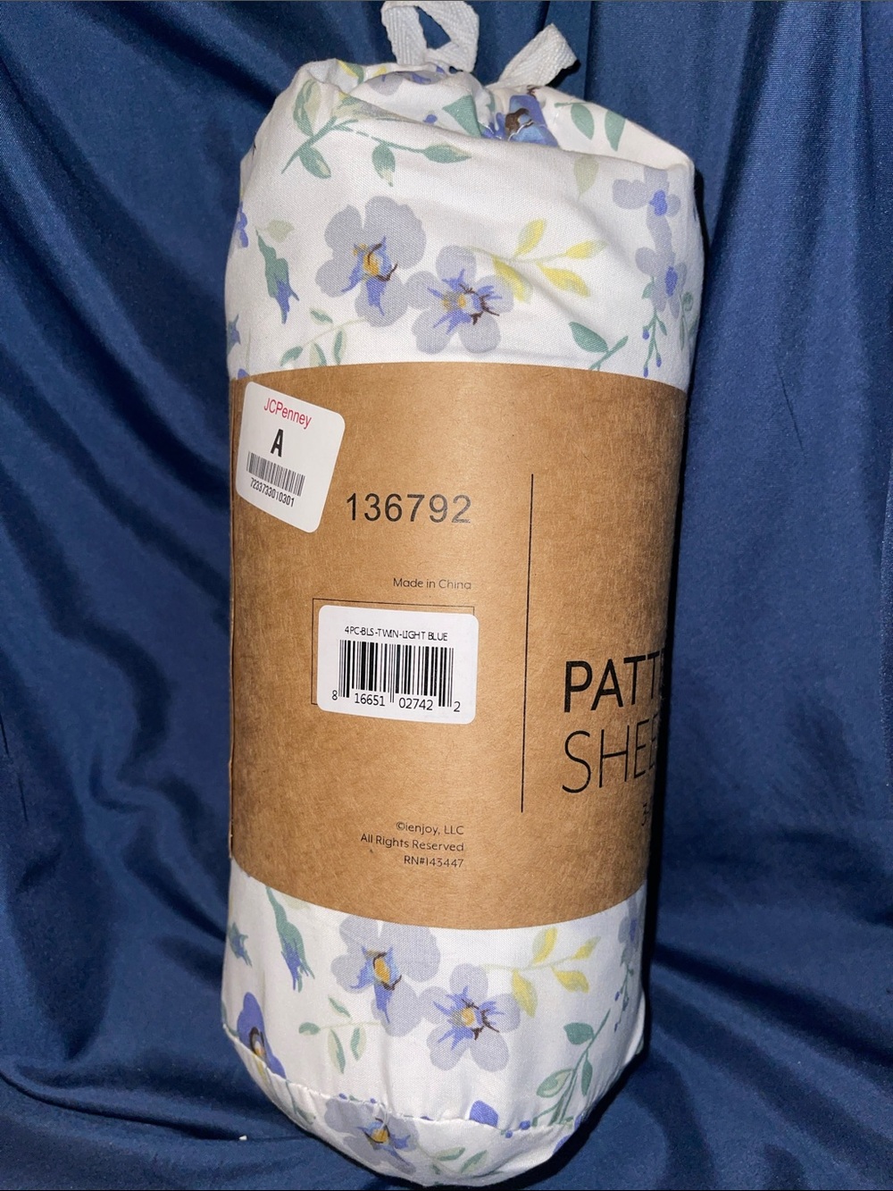 jcpenney White Twin Sheet Set with Blue & Green Floral Print - Picture 2 of 5